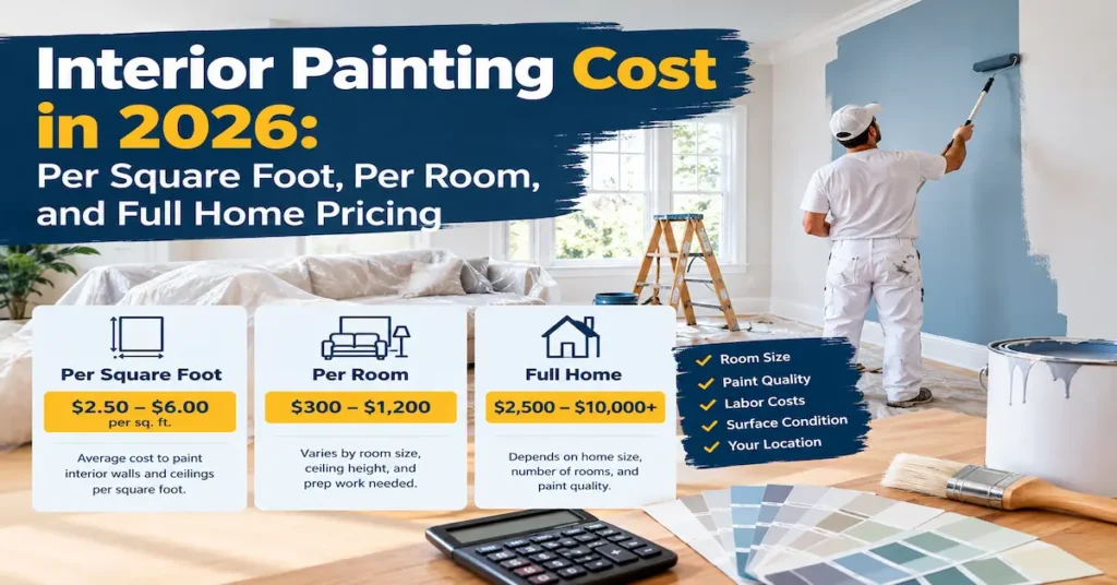 Interior Painting Cost in 2026 Per Square Foot, Per Room, and Full Home Pricing